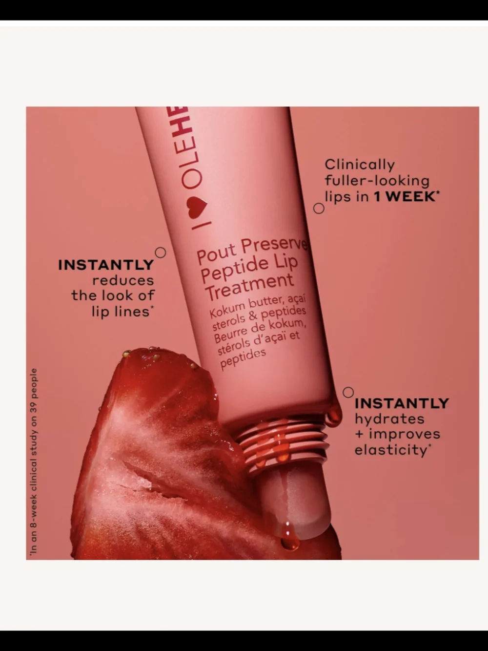 Ole Henriksen Pout Preserve Peptide Lip Treatment In Strawberry Sorbet NIB